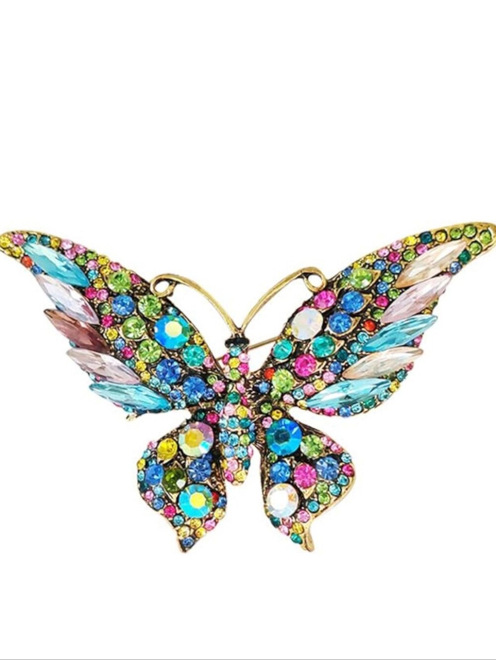 Multicolor Crystal Butterfly Brooch Pin - Women Jewelry